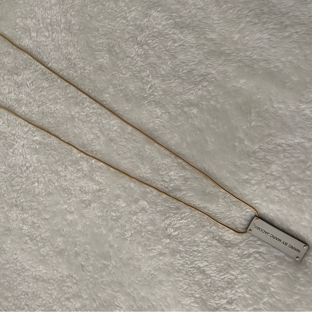 Marc by Marc Jacobs Gold Tone Bar Pendant Necklace with Silver Plate